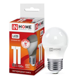 Лампа светодиодная LED-ШАР-VC 11Вт 230В Е27 6500К 1050Лм IN HOME Лампа светодиодная LED-ШАР-VC 11Вт 230В Е27 6500К 1050Лм IN HOME